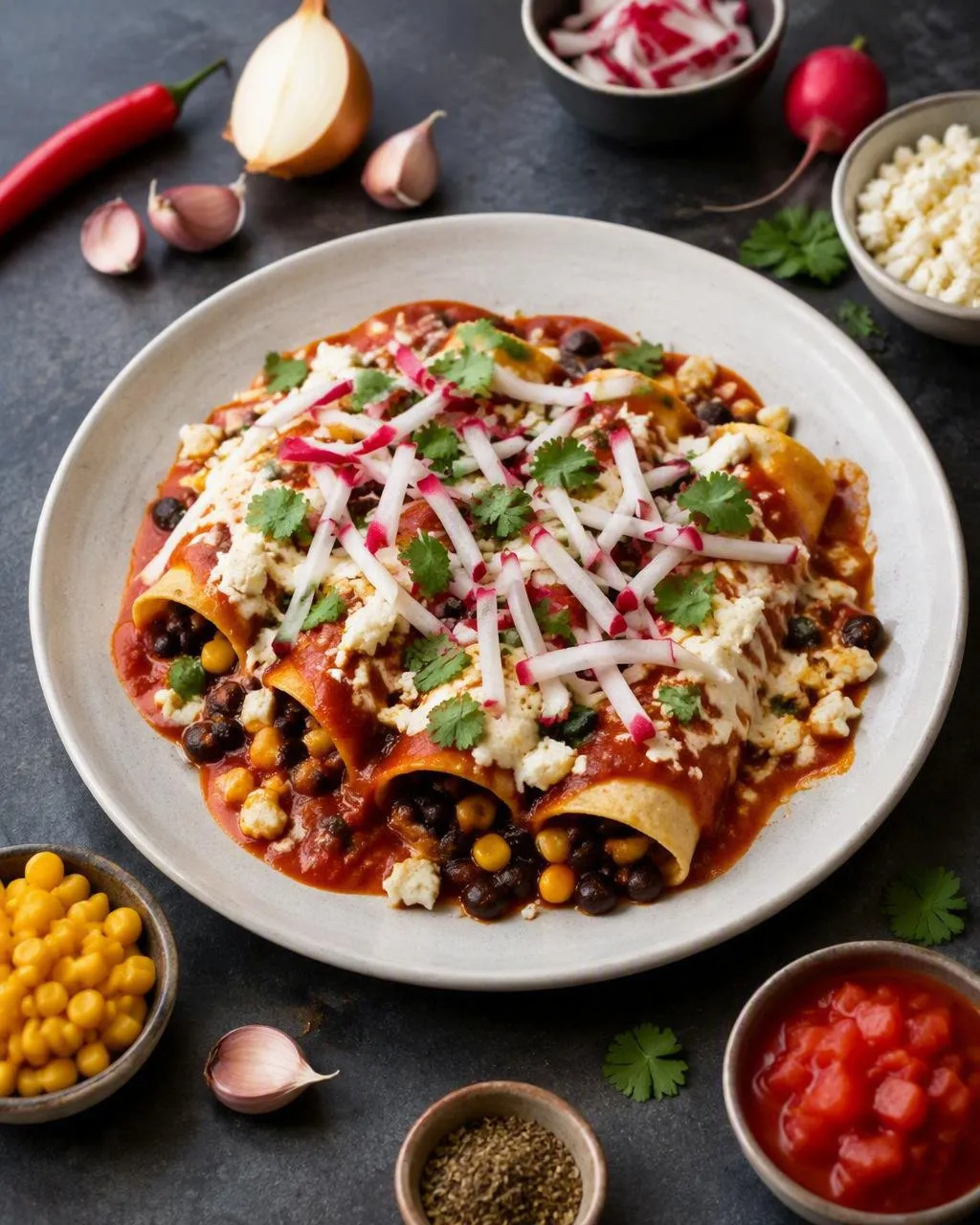 Enchiladas med svarta bönor