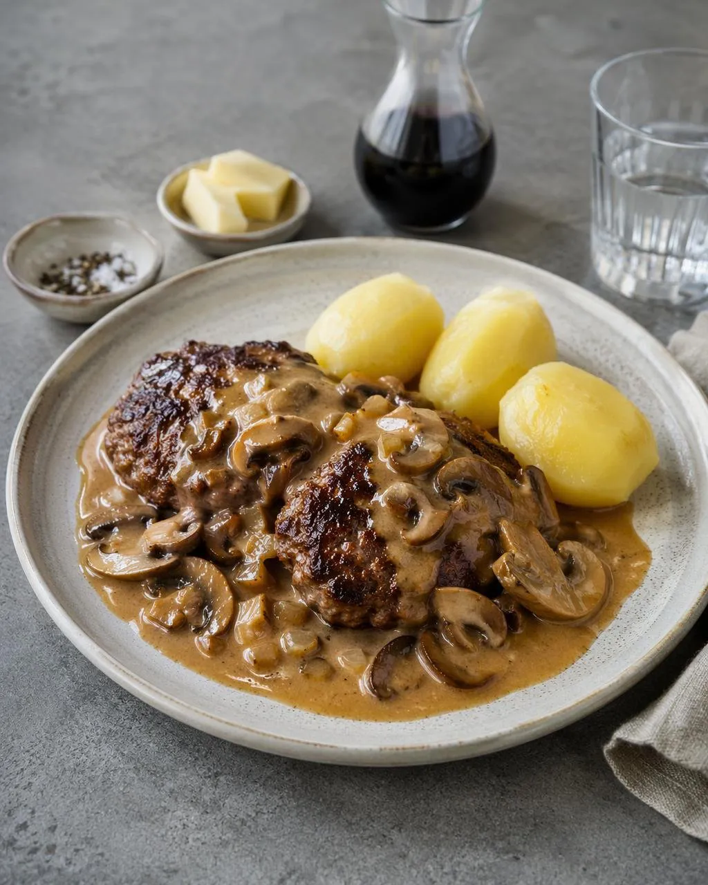 Pannbiff med svampsås