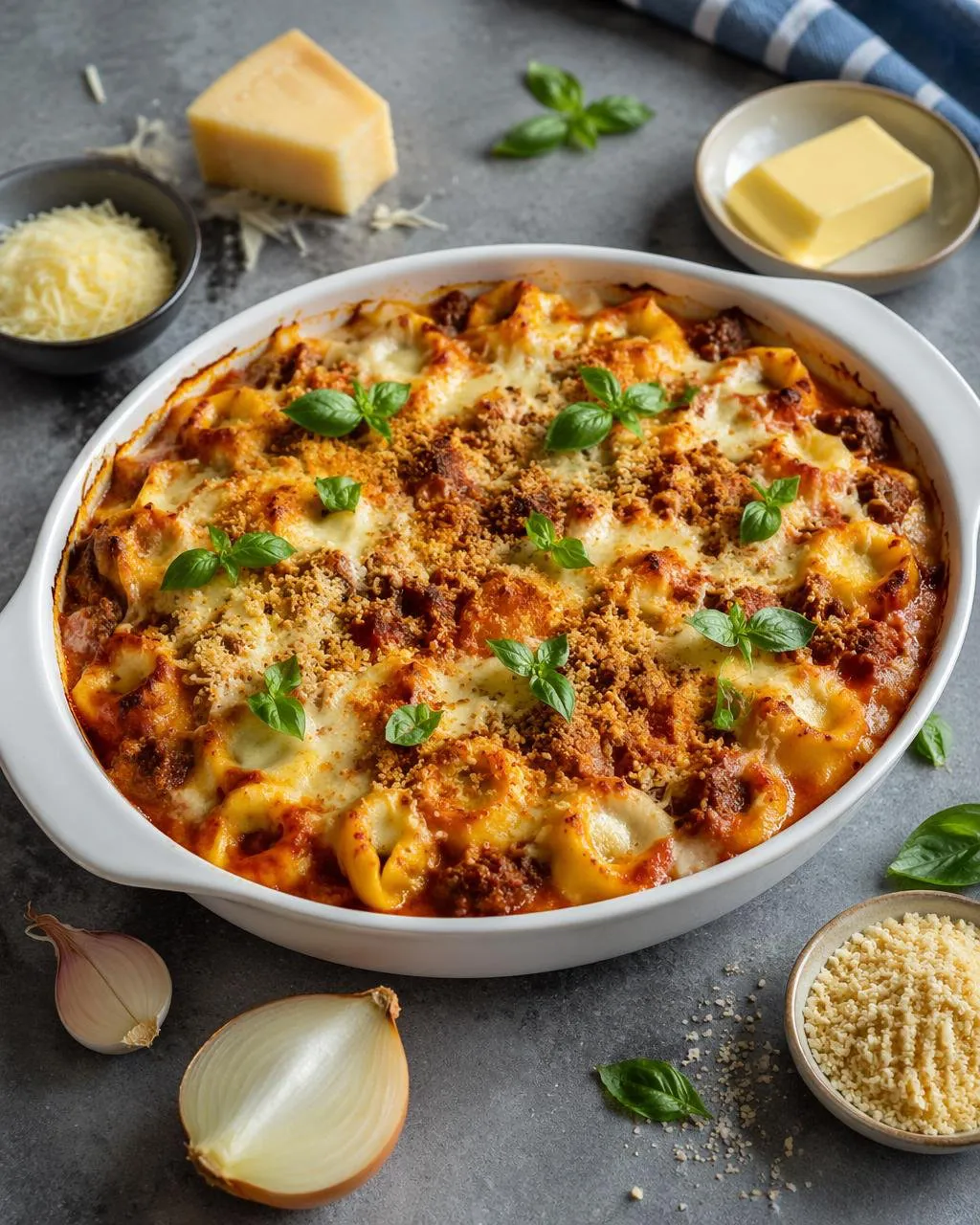 Köttfärsgratäng med tortellini