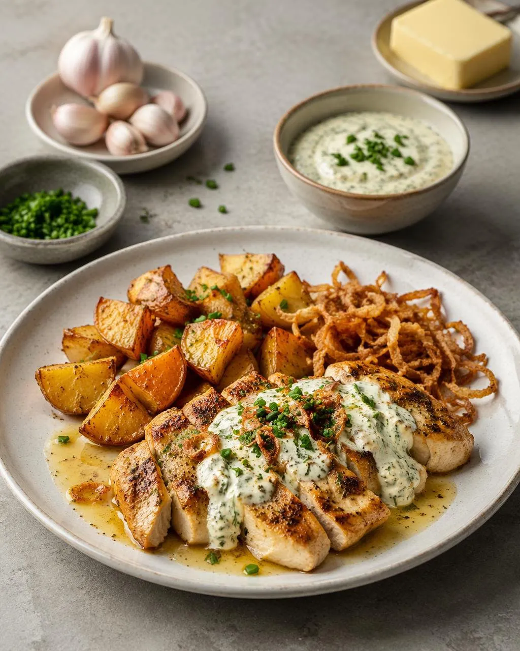 Smör- och vitlöksstekt kyckling med ranch