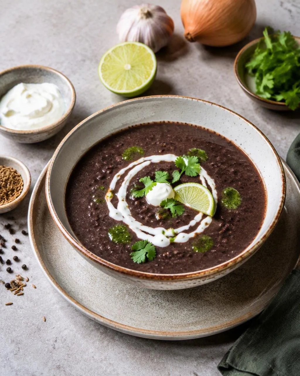 Black bean-soppa med lime