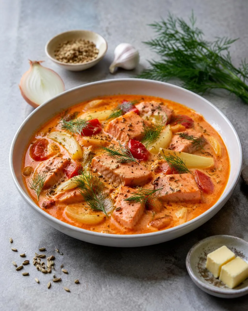Laxgryta med saffran och fänkål