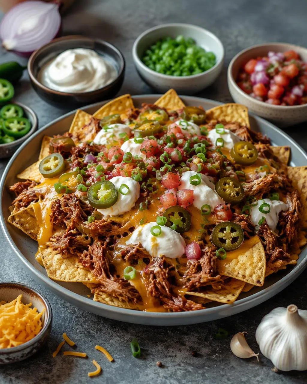 Loaded nachos med pulled pork