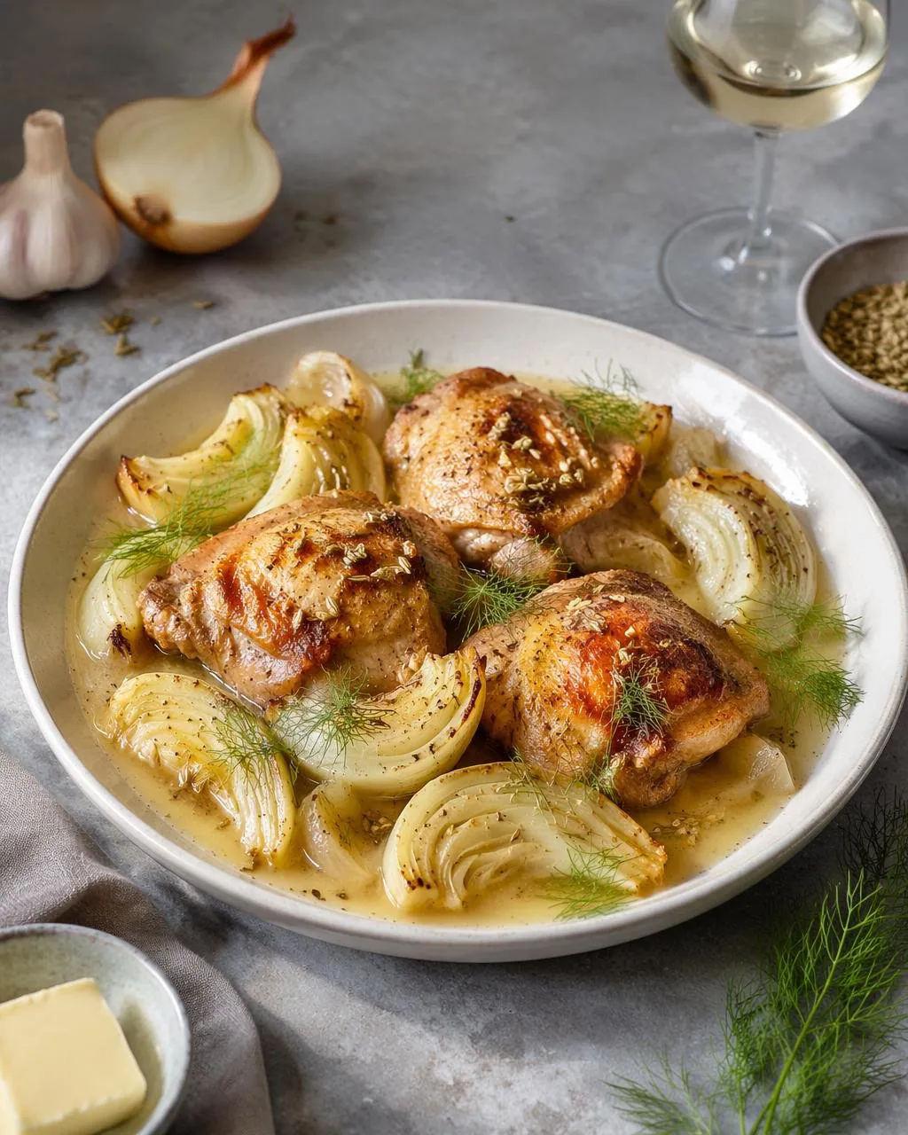 Kyckling med ugnsbakad fänkål och citron