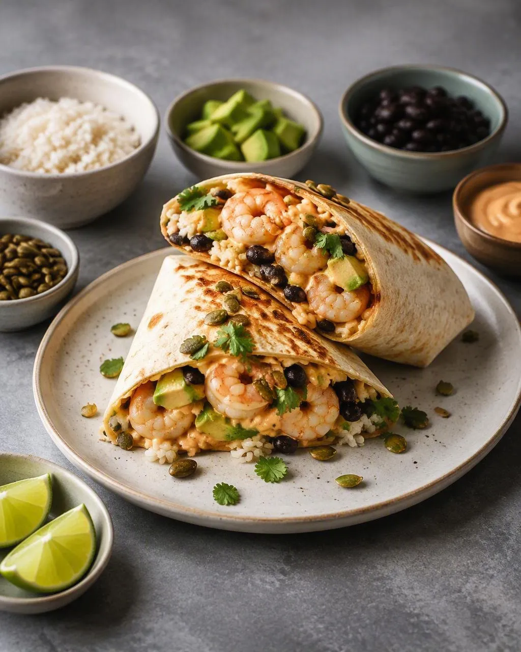 Räkburrito med limeris