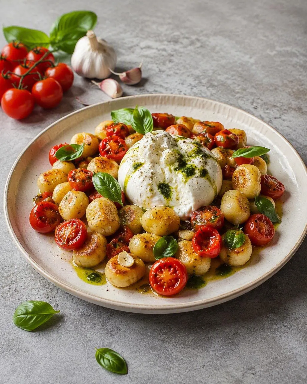 Gnocchi med körsbärstomat och burrata