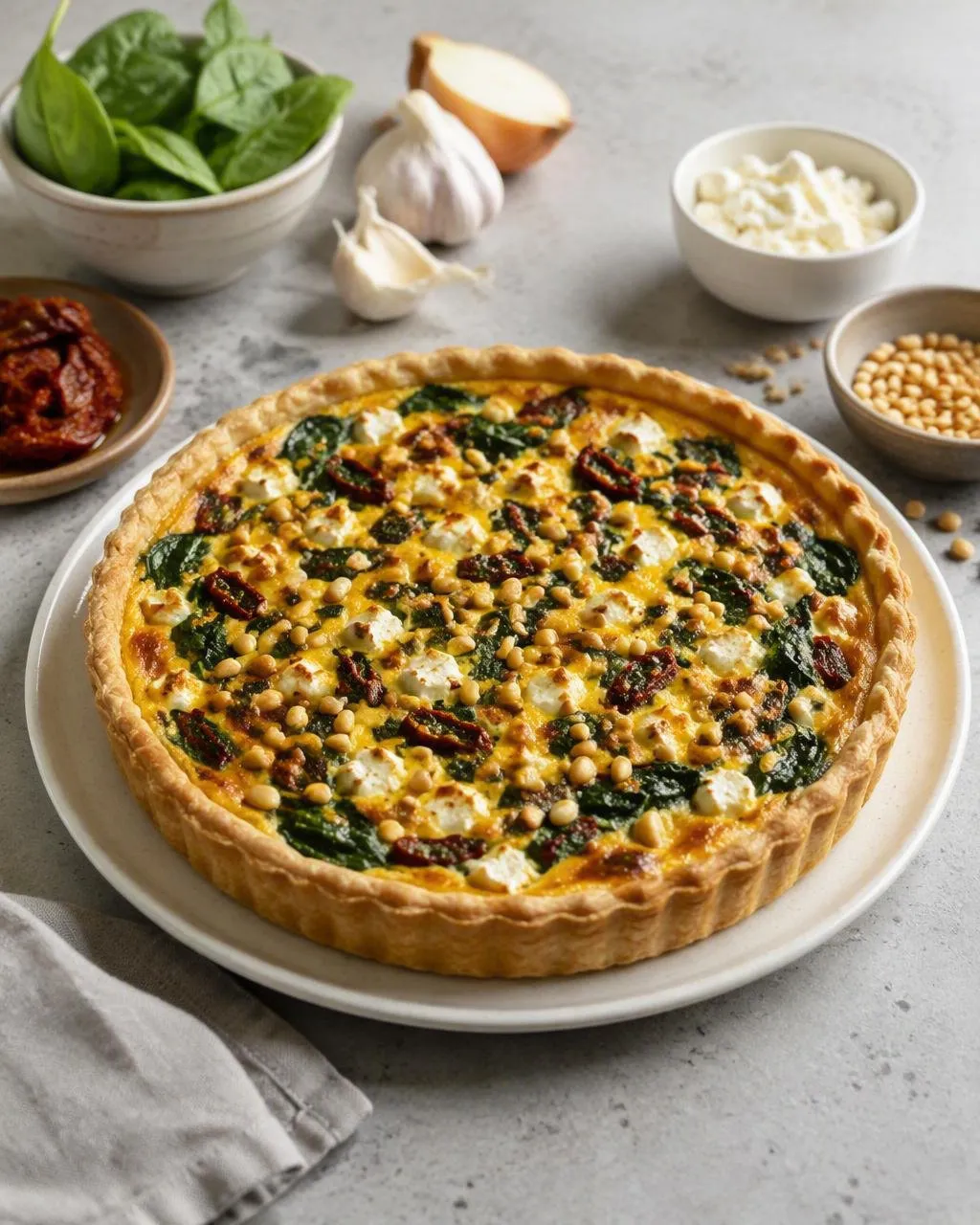 Fetaost- och spenatpaj