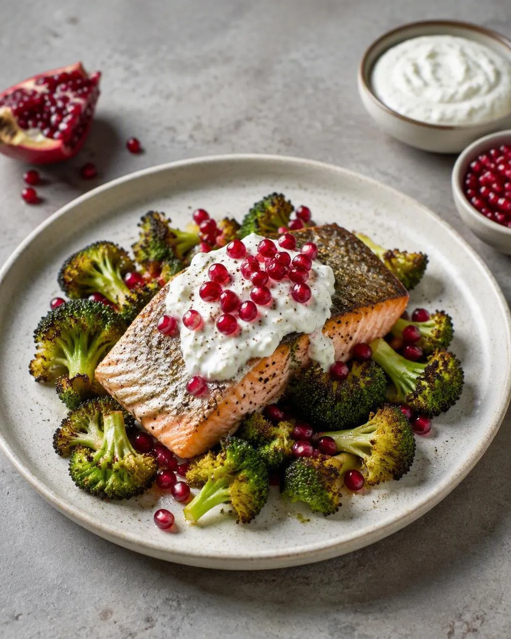 Ugnsbakad lax med broccoli och fetaostkräm