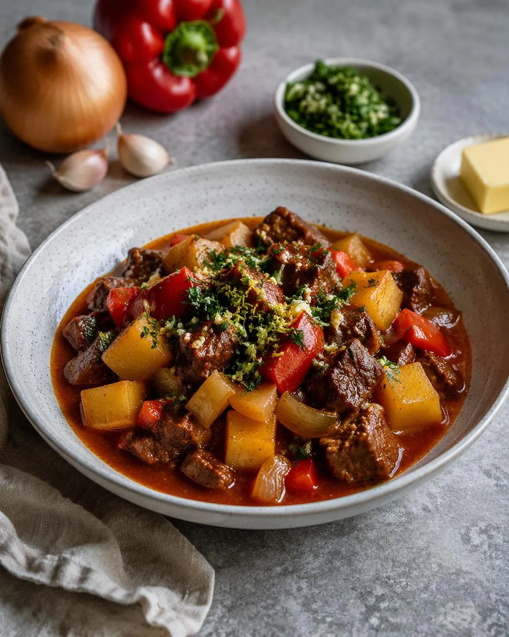 Gulasch på högrev med paprika