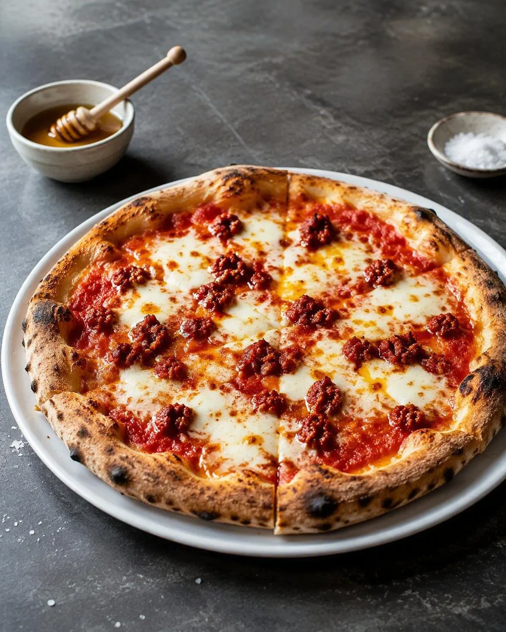 Pizza med 'nduja och honung