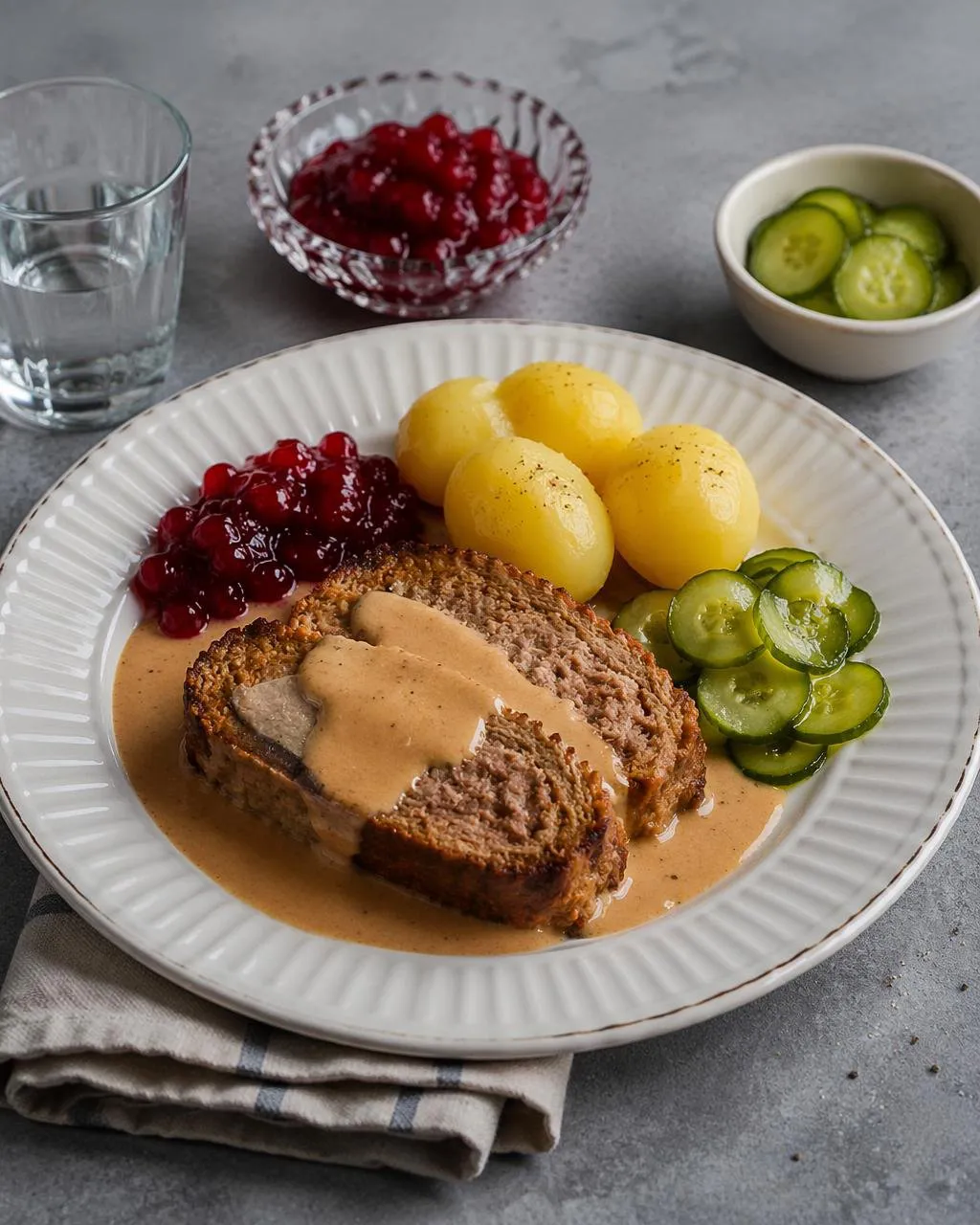 Köttfärslimpa med gräddsås